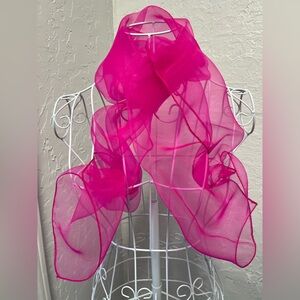 Vintage Hot Pink Sheer Nylon Rectangle Scarf
